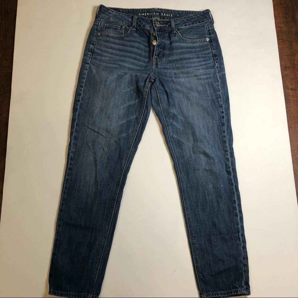 American Eagle Outfitters Dark Wash Button Fly Tomgirl Jeans Size 4